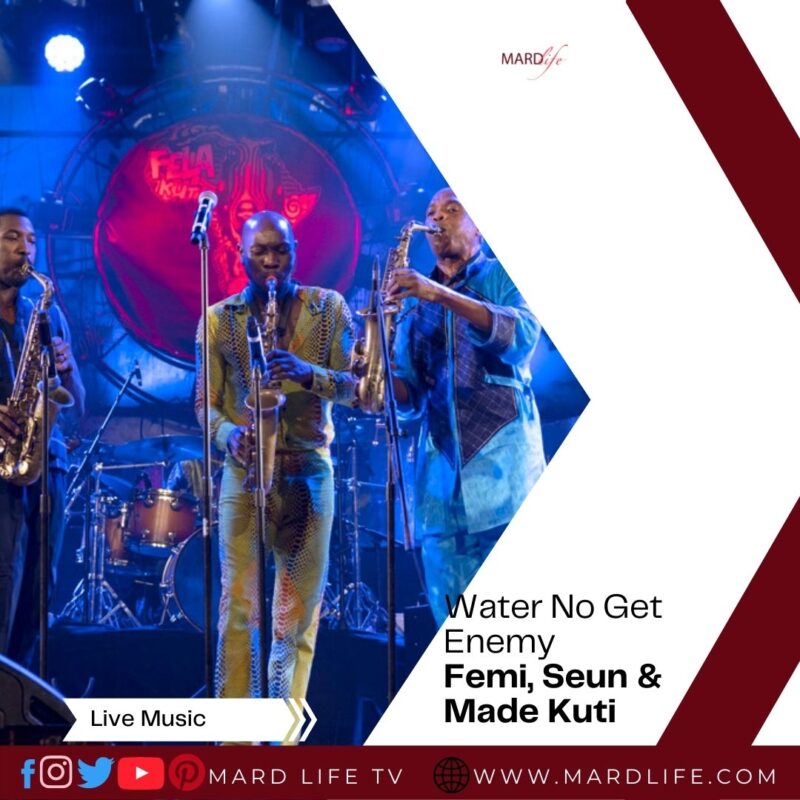 Sons and grandson of Fela Kuti, Femi, Seun, and Made Kuti performing Water No Get Enemy at Global Citizen Live 2021.